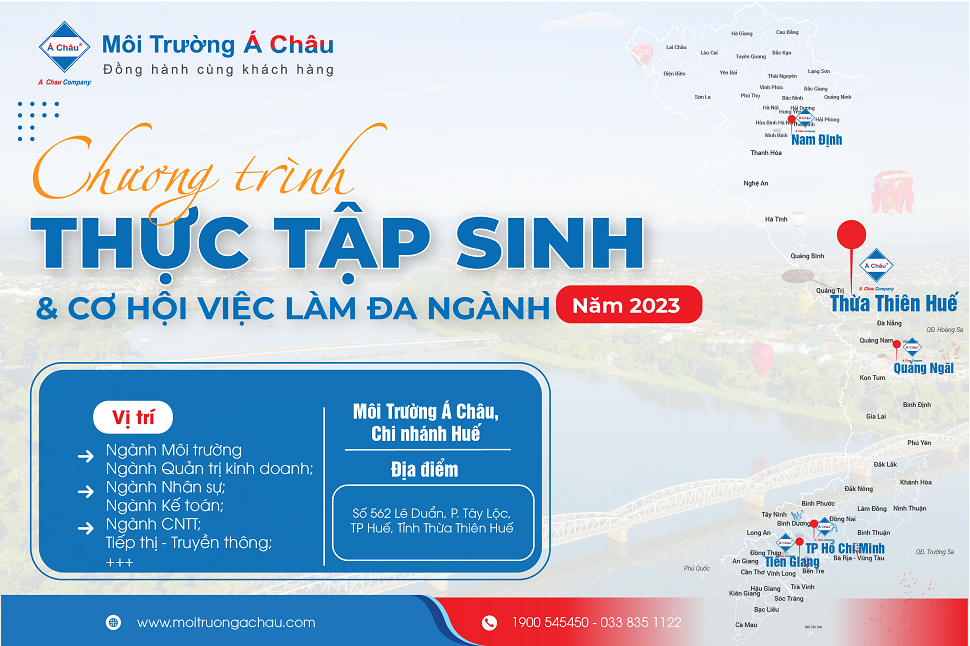 Môi Trường Á Châu - Chi nhánh Huế mở chương trình thực tập đa ngành và cơ hội việc làm năm 2023