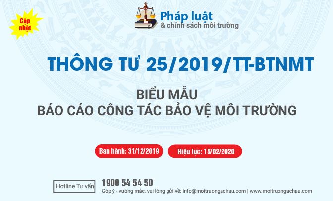 Mẫu báo cáo công tác bảo vệ môi trường năm 2020 theo thông tư 25/2019/TT-BTNMT