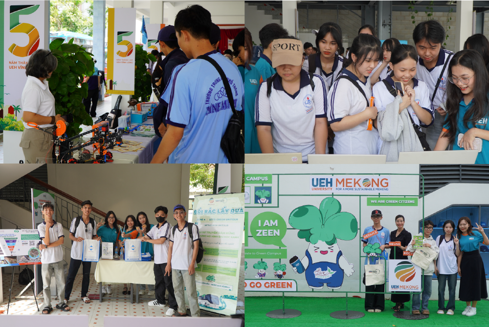 UEH Mekong Green Campus Tour: 600 học sinh từ trường THPT tham gia chương trình tư vấn hướng nghiệp bền vững, trải nghiệm công nghệ, đổi rác lấy quà, ...!