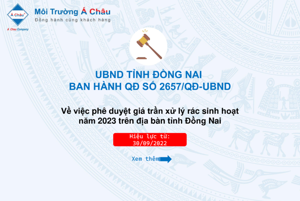 Giá trần xử lý rác sinh hoạt năm 2023 trên địa bàn tỉnh Đồng Nai!