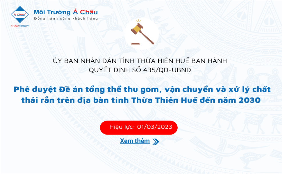 Đề án tổng thể thu gom, vận chuyển và xử lý chất thải rắn trên địa bàn tỉnh Thừa Thiên Huế đến năm 2030