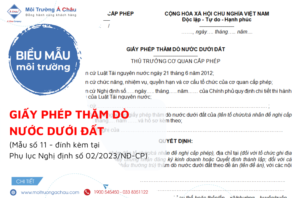 Biểu mẫu Giấy phép thăm dò nước dưới đất