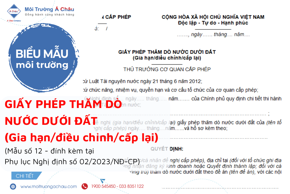 Biểu mẫu Giấy phép thăm dò nước dưới đất (gia hạn/điều chỉnh/cấp lại)