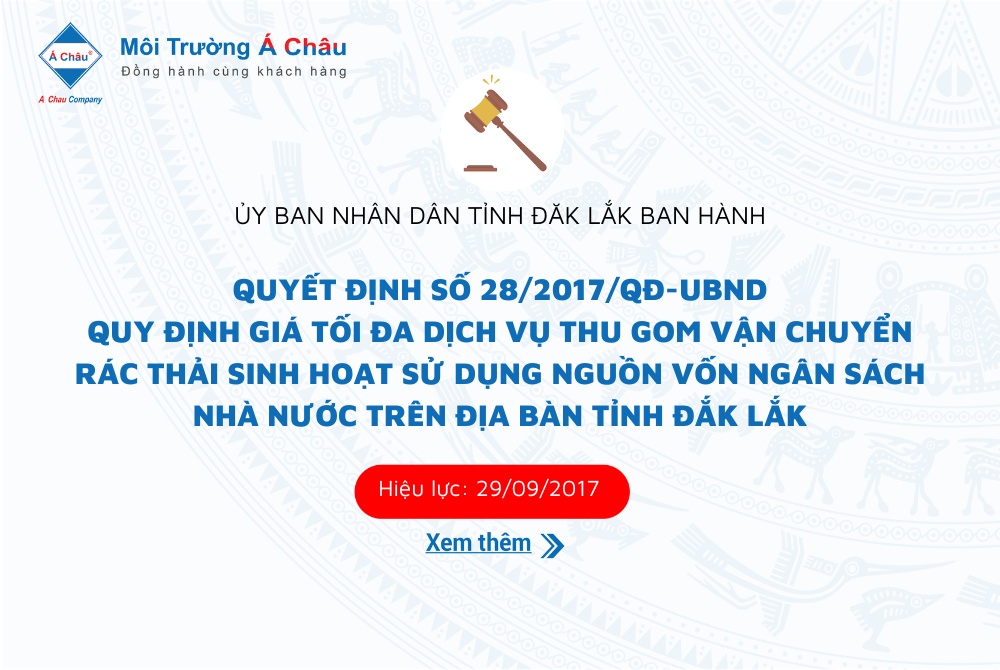 Giá tối đa dịch vụ thu gom, vận chuyển rác thải sinh hoạt sử dụng nguồn vốn ngân sách nhà nước trên địa bàn tỉnh Đăk Lắk