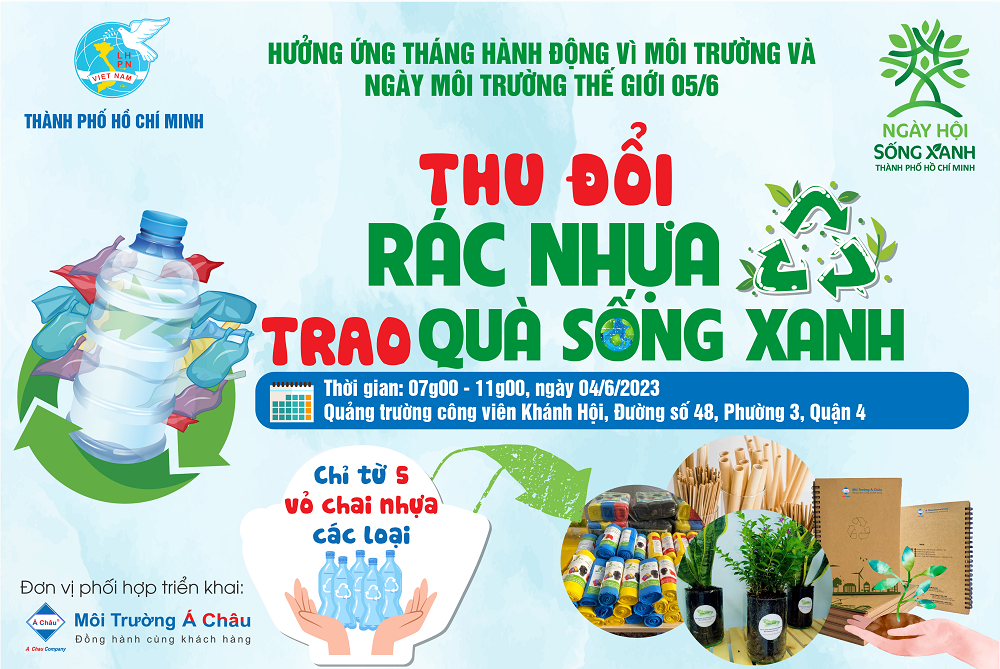 Ngày hội Sống Xanh 2023: Hội Liên hiệp Phụ nữ TP. HCM tổ chức “Thu đổi rác nhựa – Trao quà Sống Xanh” và giới thiệu các sản phẩm thân thiện môi trường