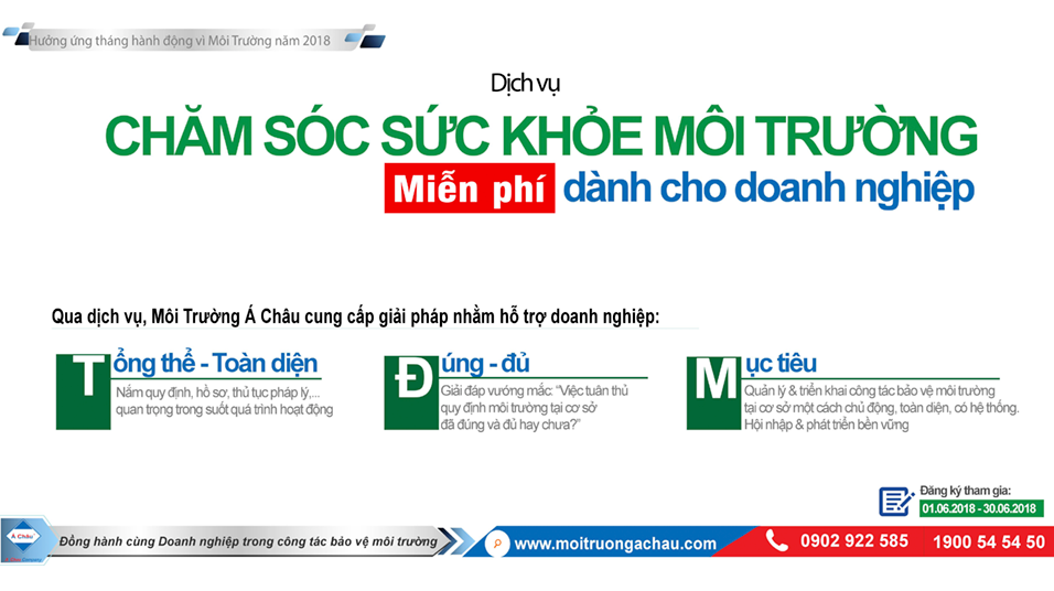 [Sức khỏe môi trường Doanh nghiệp] – Giải pháp toàn diện chỉ 0 ĐỒNG (ưu đãi trước 30/06/2018)