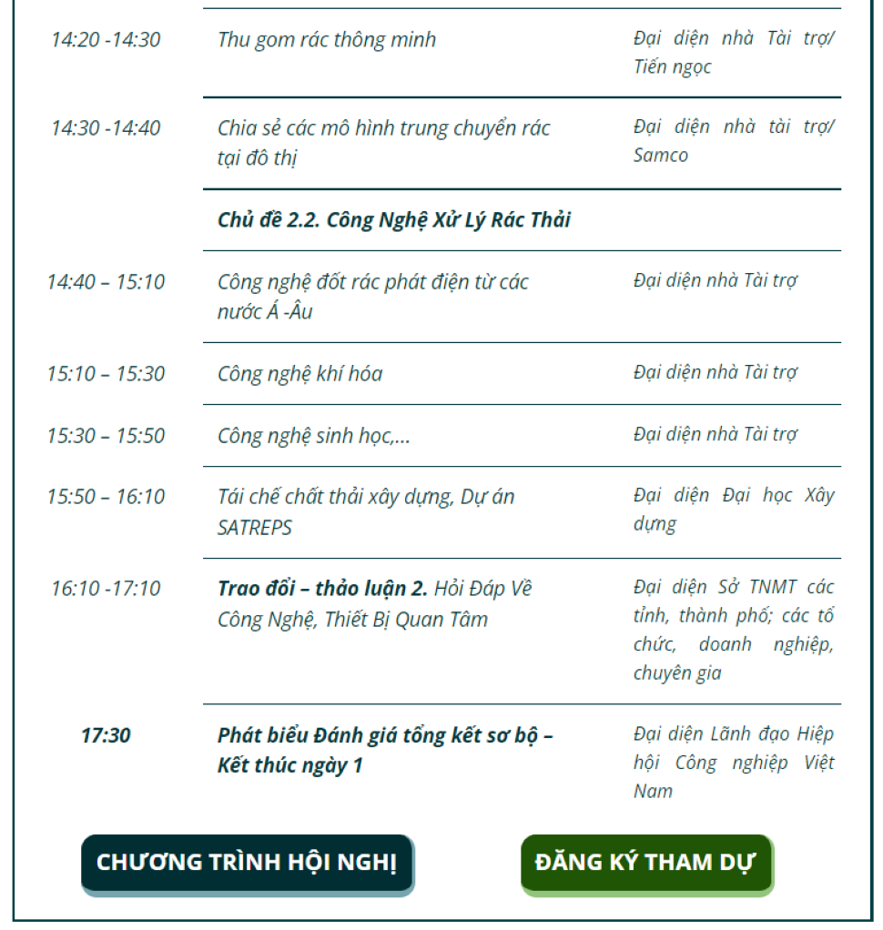 triển lãm quốc tế về giải pháp và công nghệ xử lý chất thải đảm bảo phát triển bền vững 