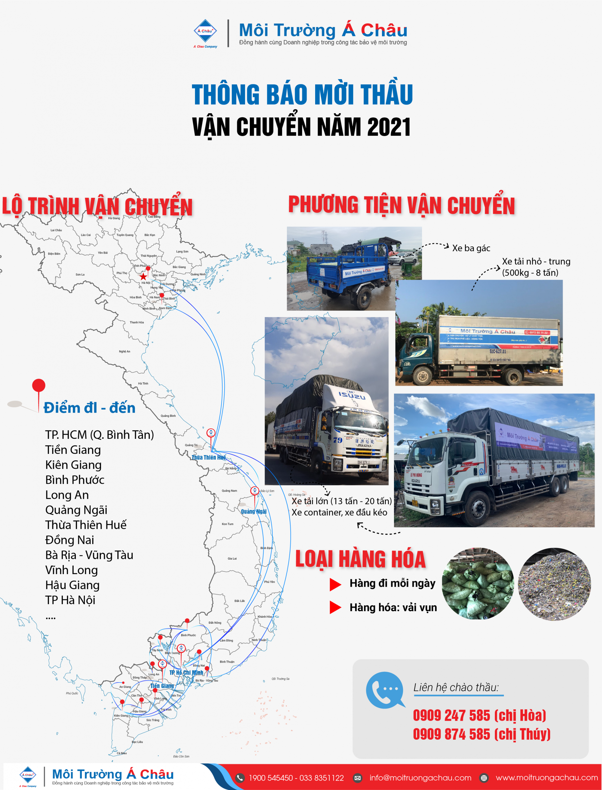 Thông báo mời thầu vận chuyển năm 2021